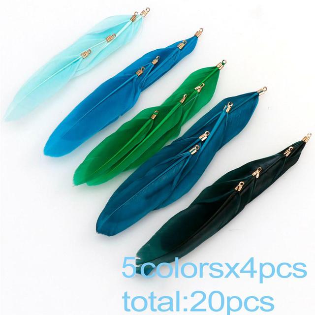20 stk/pose 17 farger Naturlig gåsefjær Charms Anheng Ørepynt Charms For Diy Halskjede Armbånd Smykker Making 60 -70cm