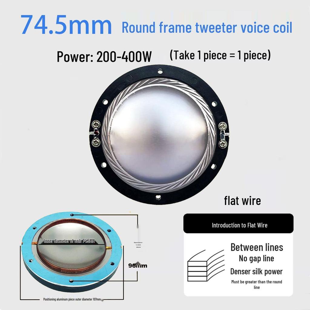 High-Frequency Speaker Voice Coil Diaphragm for 25-75 Core, Round Flat Wire Horn Repair