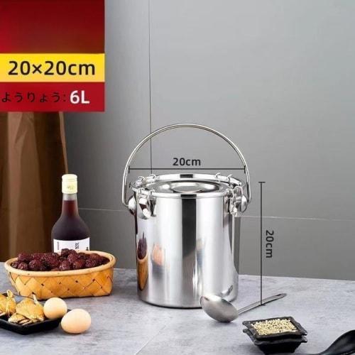 Stainless Steel Pot, Induction Compatible (16cm-35cm), Commercial-grade, with Lid, Locking Mechanism, and Handle. Suitable for Direct Heat Cooking, St
