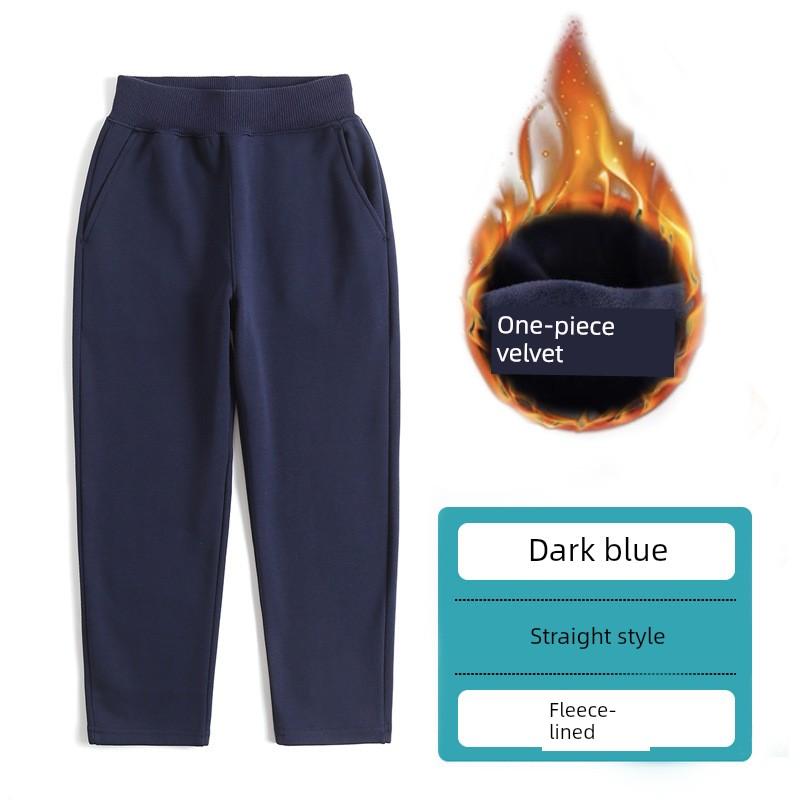 Sweatpants Dark Blue and Dark Gray Straight-leg Kids School Uniform Pants