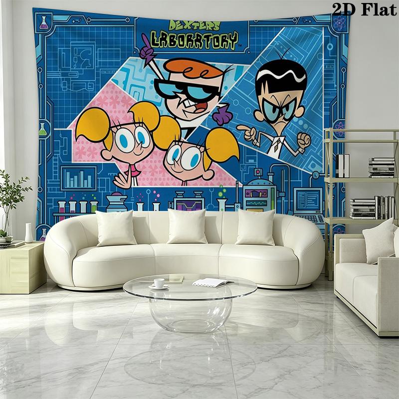 Dexter 's laboratory Wall Tapestry Aesthetic Wall Hanging Printed Fabric Blanket Decorative Tapestries for Bedroom Living Room Home Decor