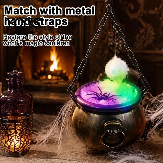 Cosplay Costume Accessories Halloween Cauldron Decoration, Spooky Large Witch with Colorful LED Light, Black Lighted Haunted House Props Plastic