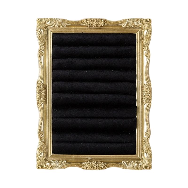 Suporte de Exibição de Joias Veludado Estilo Porta-Retrato Vintage Para Anéis Brincos e Pequenos Acessórios Com Múltiplas Opções de Cor