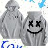 Smiley Face Print Men's and Women's Autumn  Winter Trendy Printed Hooded Fleece Sweatshirt Front and Back Printed Casual Hoodie