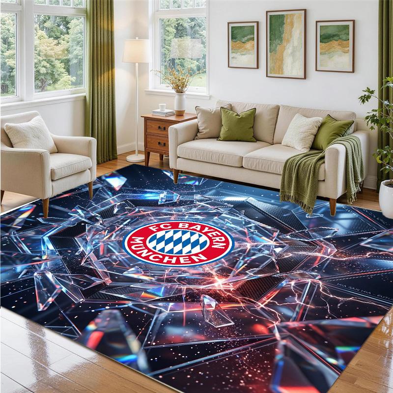 Bayern Munich Design Crystal Velvet Rug Soft Decorative Mat for Bedroom Entrance