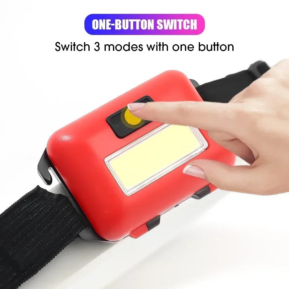 Portable COB Headlamps LED Headlight with 3 Modes Outdoor Mini Head Lamp Lighting for Camping Hiking Fishing Cycling