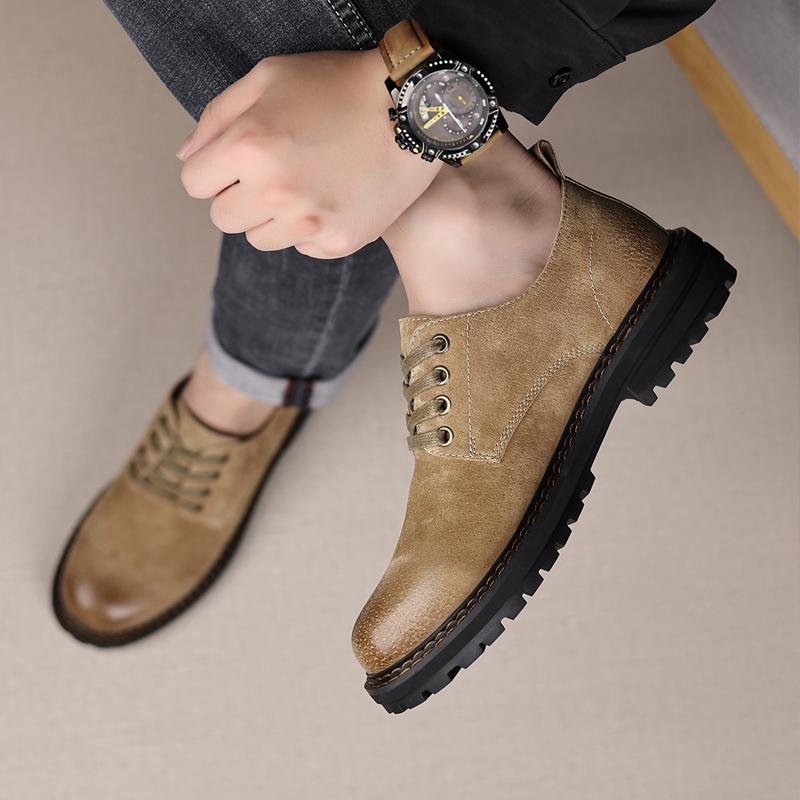 Fashion All-match Men Walking Shoes England Trend Casual Shoes Male Suede Oxford Wedding Leather Dress Shoes New Luxury Brand Men Flats