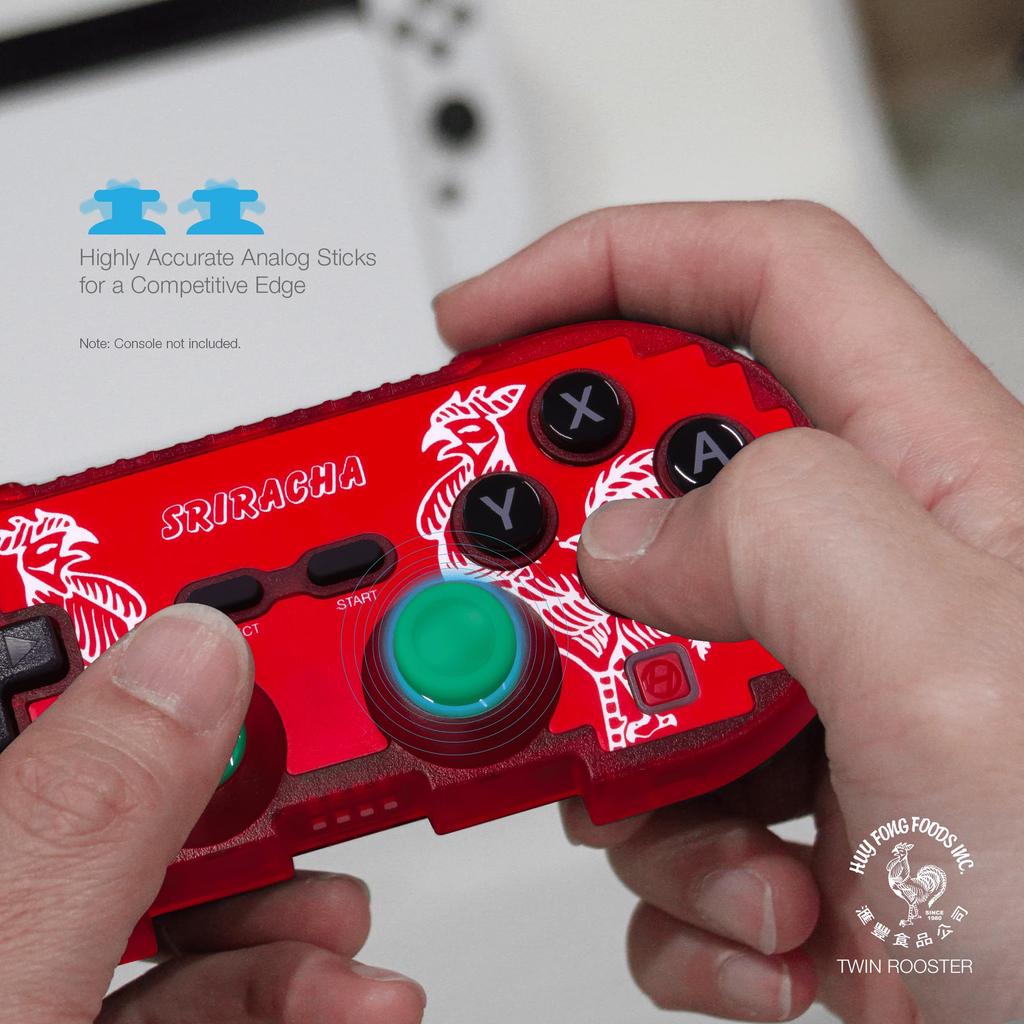Hyperkin Limited Edition Bluetooth Wireless Controller Pixel Art Design Official Sriracha Twin Rooster Motif Compatible with Nintendo and &