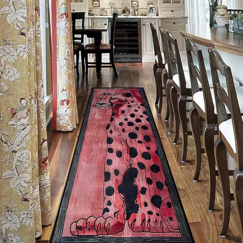 Stylish Leopard Print Non-Slip Runner Rug Carpet for Entryway Living Room Bedroom Garden Decor Living Room Mat Modern Home Decor