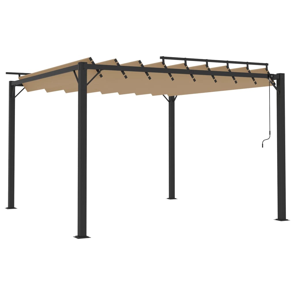 Pergola mit verstellbarem Lamellendach 3x3 m Taupe Stoff und Aluminium