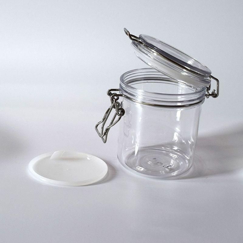 500ML Plastic Round Clip Top Storage Jar With Airtight Seal Lid Kitchen Con X3UC