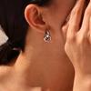 Qiong Yao Fashion 18K Gold-Plated Circle Line Ear Studs - Niche Design, Light Luxury Stainless Steel for Women
