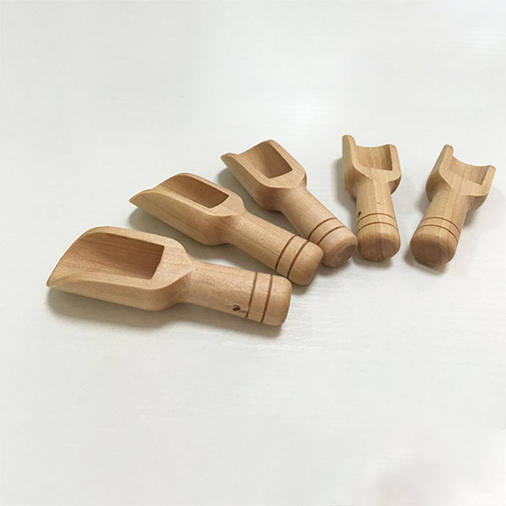 Wooden Mini Tea Coffee Scoops Seasoning Candy Spices Bath Salt Spoons Bath Salt Spoon Candy Flour Scoops Kitchen Gadgets