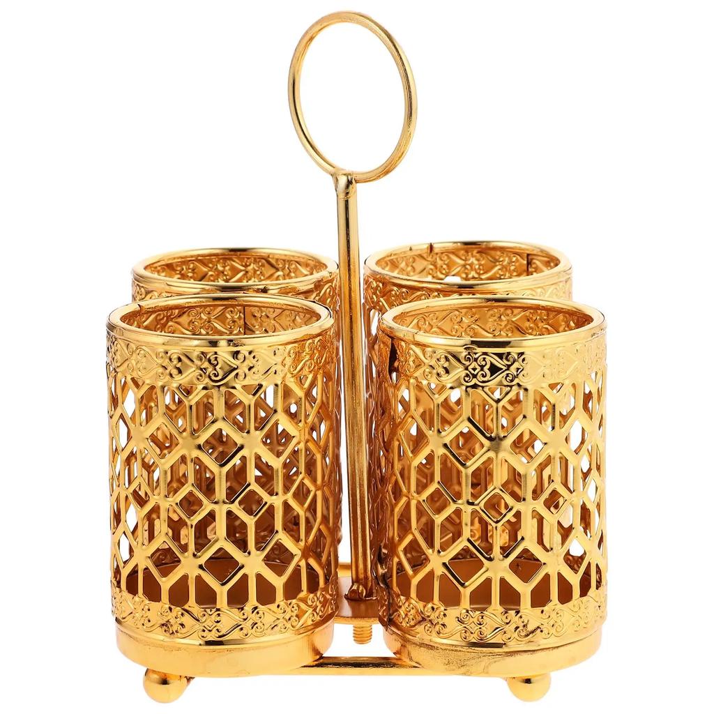1pc Metal Utensil Holder 2/4grids For Spoon Fork Chopstick Holder Kitchenware Tray Box Kitchen Organizer Luxury Gold Color