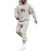 Men's Solid Color Flag Print Hooded Universal Versatile Hooded Sweatshirt Sweatpants Casual Sports Suit