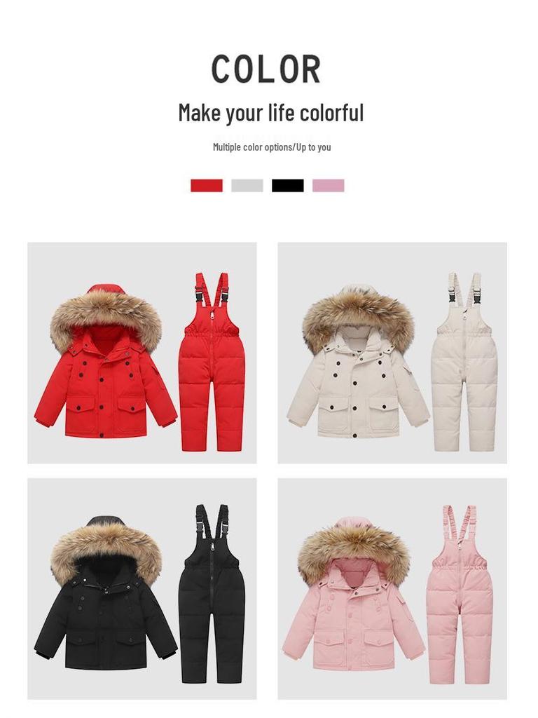 Thick Winter Down Jacket Set for Toddlers 1-3 Years - Unisex, Warm & Cozy Two-Piece Outfit