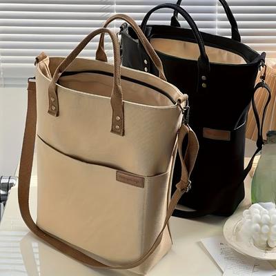 Japanese Style Thickened Nylon Tote Bag with Multi Pockets, Casual Student Laptop Shoulder Crossbody Bag Lightweight Durable