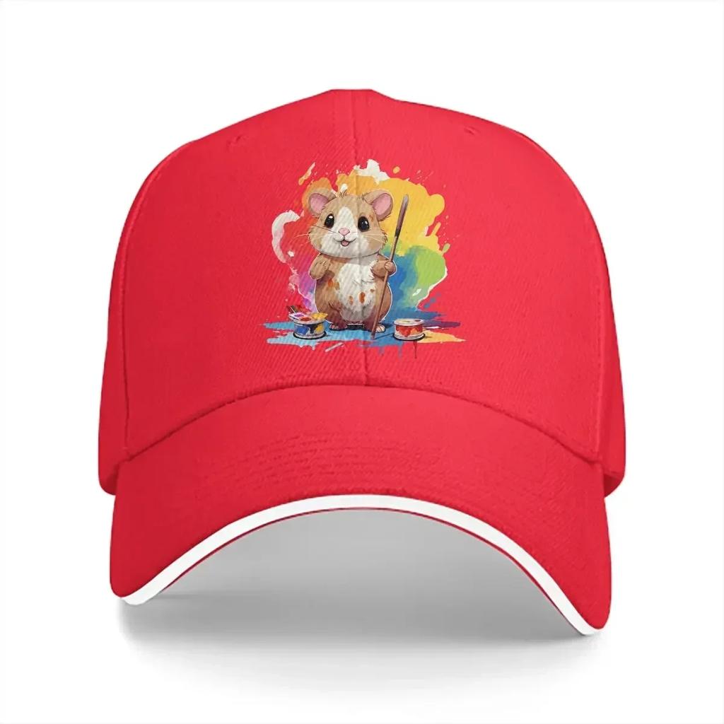 Kawaii Cute Painting Unisex Baseball Caps Peaked Cap Cute Hamster Animal Sun Shade Hats for Men Women