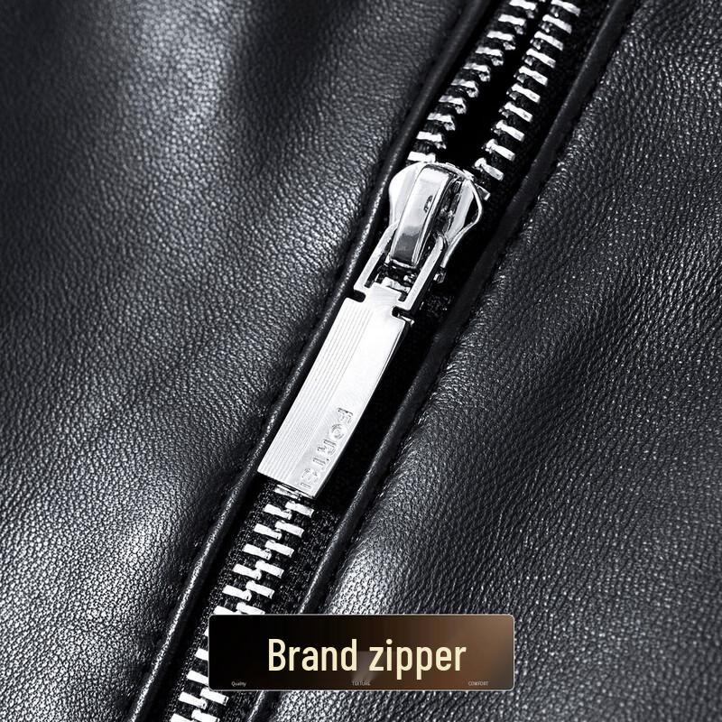 Fu Ting Men's Luxury Sheepskin Leather Baseball Jacket