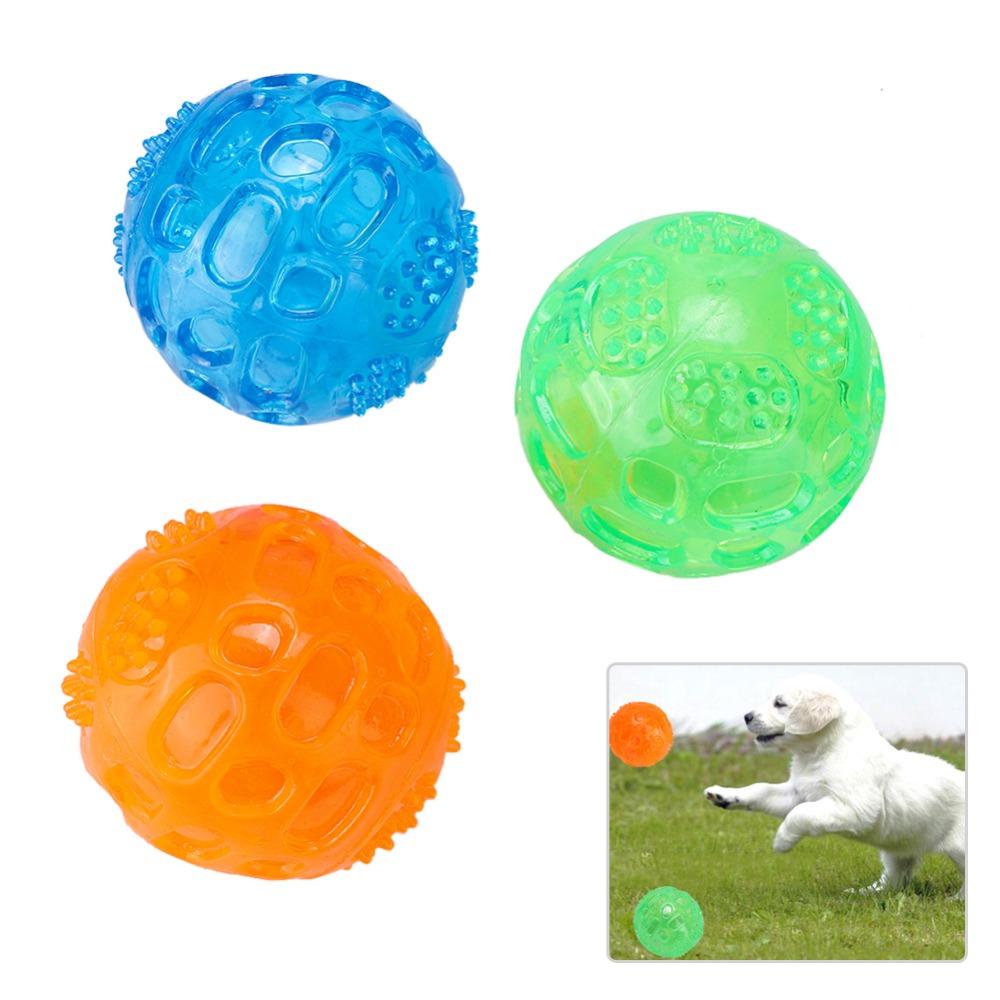 3Pcs Bite Tough Dog Chew Ball Multi Color Elastic Pet Ball Pet Teething Toy  Indoor Play