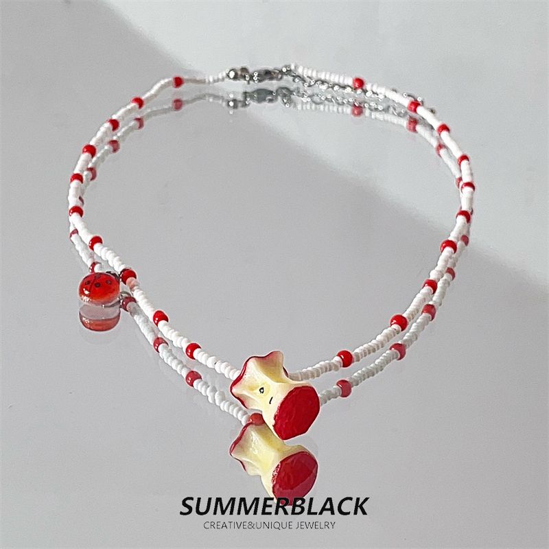 

Сладкое Красное Яблоко Сердцевина Ожерелье из Бисера Аксессуары для Женщин Ожерелье Изысканное Причудливое Легкая Роскошь Меньшинство Ключичная Цепочка Ювелирные Изделия Red Apple Core Beaded Necklace