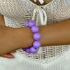 Pulseira Colorida de Contas Grandes Moda Pulseira de Contas Plásticas Elásticas Pulseiras Empilháveis Redondas Feitas à Mão