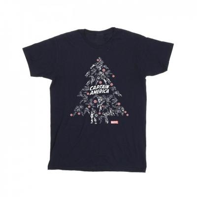 Mens Captain America Christmas Tree T-Shirt