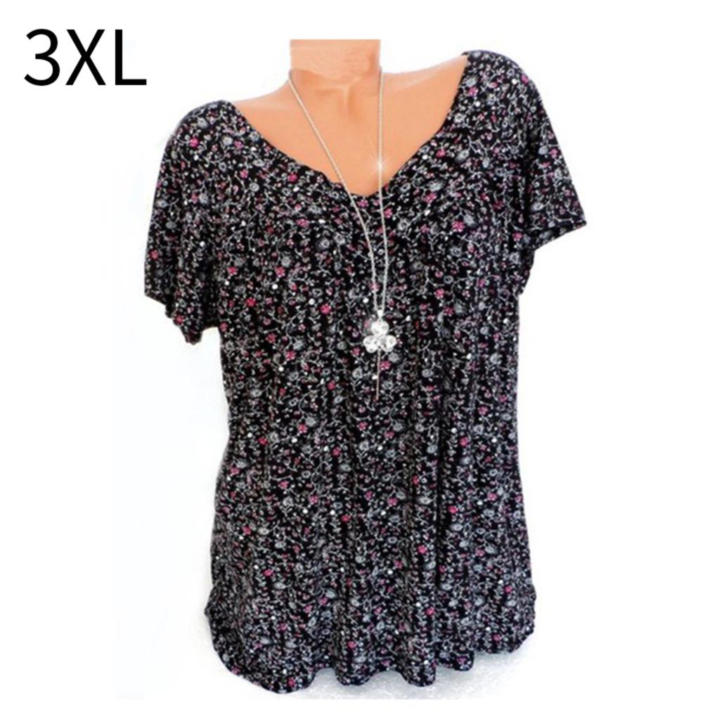 Women T-shirt V Neck Short Sleeve Top Printed Casual Summer T Shirt