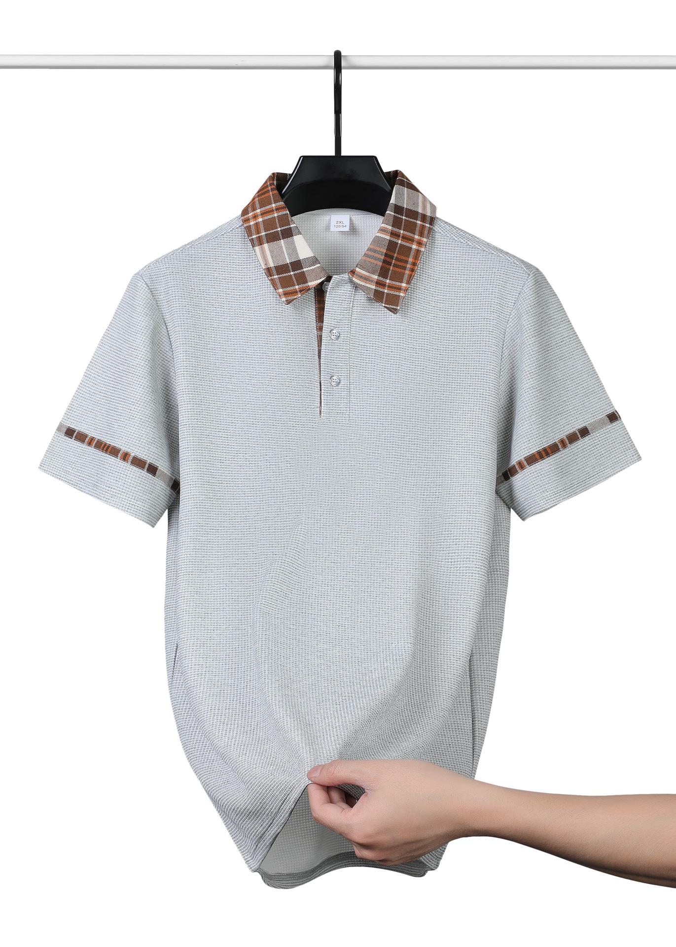 

British Retro Plaid Lapel Polo Shirt - Trendy, Versatile, Contrasting Colors M