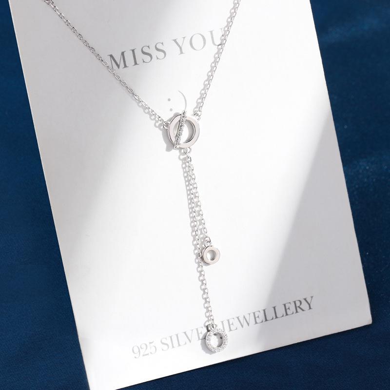 S925 Sterling Silver Round Tassel Pendant Necklace for Women - Luxury Niche Design, Happiness Reincarnation Clavicle Chain 925 Silver белого золота