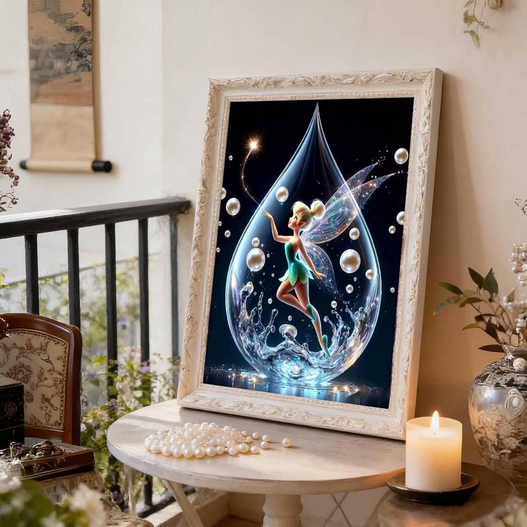 Disney Magical Fairy Pearl Collage Handmade Pearl Embroidery Artwork Romantic Gift for Couples Home Decoration Design