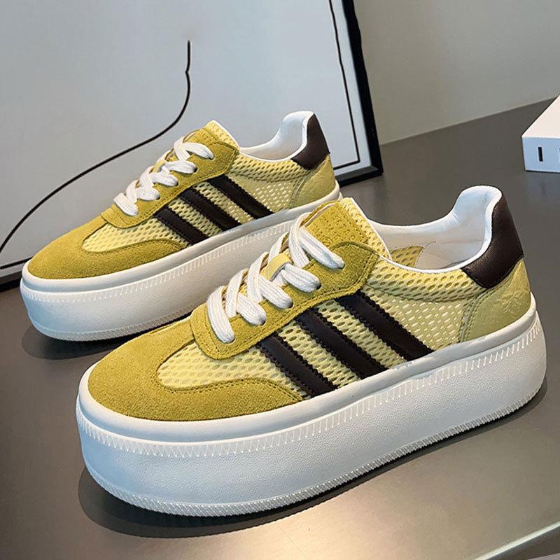 Cowhide Version~ Genuine Leather Thick-soled Heightening Sports Versatile Moral Training Board Shoes Children's 2025 Spring and Summer Casual White S