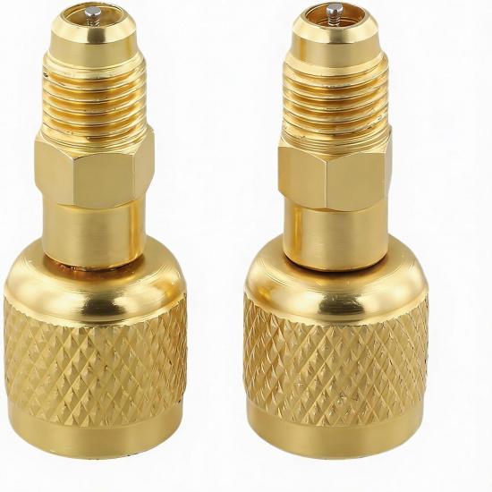2 Pcs R32 R454B Adapter Fittings HVAC Quick Connect Adapter, 1/4" Female To 1/4" Male Reverse Thread For Leak-Free Secure Connection In Automotive