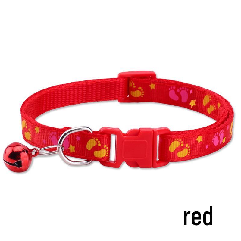 Multi-Color Adjustable Pet Collar with Bell for Cats and Dogs - New Fashion Paw Print Design