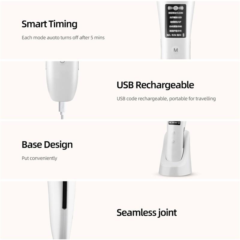 Dispositivo de belleza facial BY2 5 en 1, LED Photon EMS, reafirmante facial, herramienta de belleza antienvejecimiento y antiarrugas