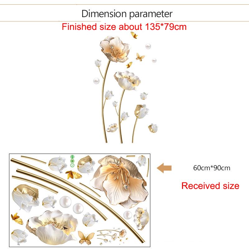 Creative Chinese Style Tulip Wall Sticker Self Adhesive Elegant Simulated Flower Decal for Bedroom Bedside TV Background Wall Decor