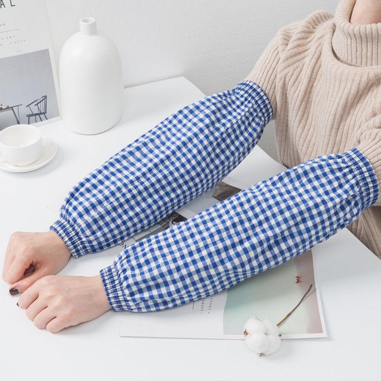 Strapazierfähige Baumwoll-Karo-Armstulpen für Herbst/Winter - Schmutzabweisend, Elastisch, Lockerer Sitz für Zuhause und Arbeitsschutz
