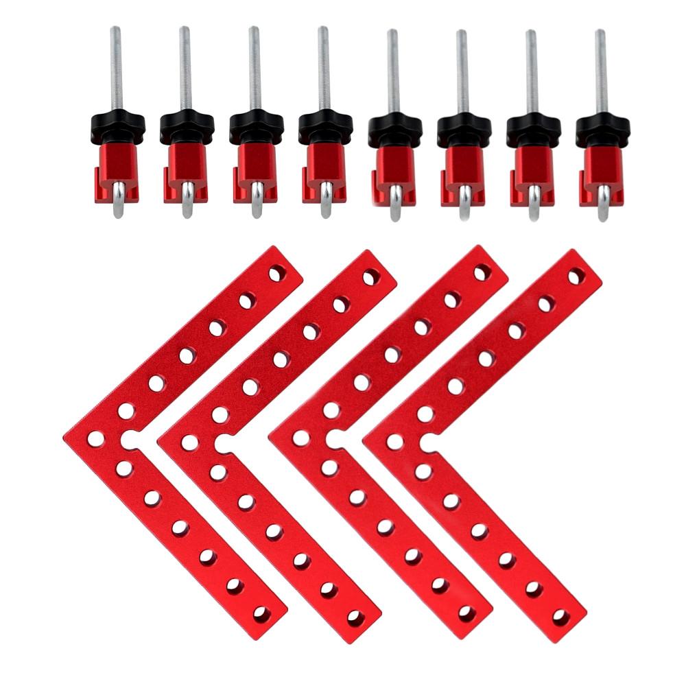 

4 Pack 90 Degree Aluminium Alloy Positioning Squares Right Angle Clip L-Type Corner Clamp Woodworking Carpenter Clamping Tool 120x120mm