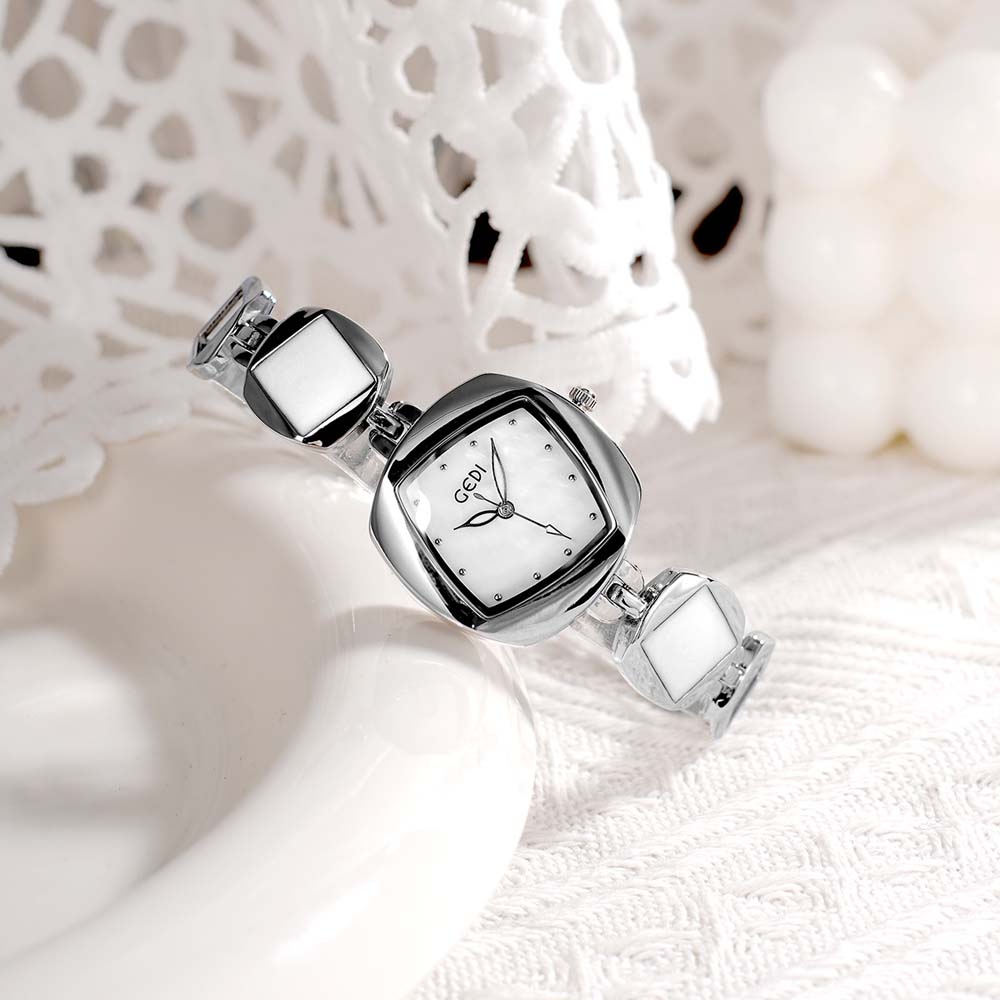 GEDI Women's Quartz Watch - Creative Unique Irregular Design, Rhombus Bracelet Watch with Premium Exquisite Mother-of-Pearl