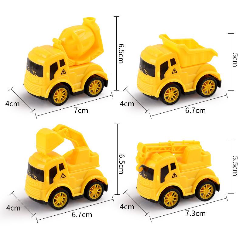 Mini Toys 4 Types of Pull-back Engineering Vehicles-4pcs
