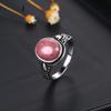 S Silver Rings Gifts Oval Natural Rhodochrosite Tiger Eye Rings for Men Women Wedding Engagement Ring Trendy