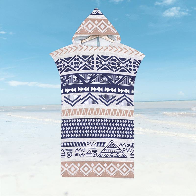 Microfiber Quick-Dry Hooded Beach Poncho Bathrobe for Adults