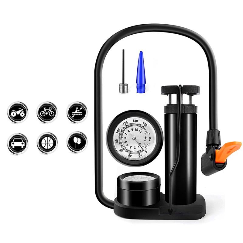 1PC Bike Pump Mini Portable Bicycle Foot Pump with Pressure Gauge Accessories Fits Valve Bicycle Air Pump.