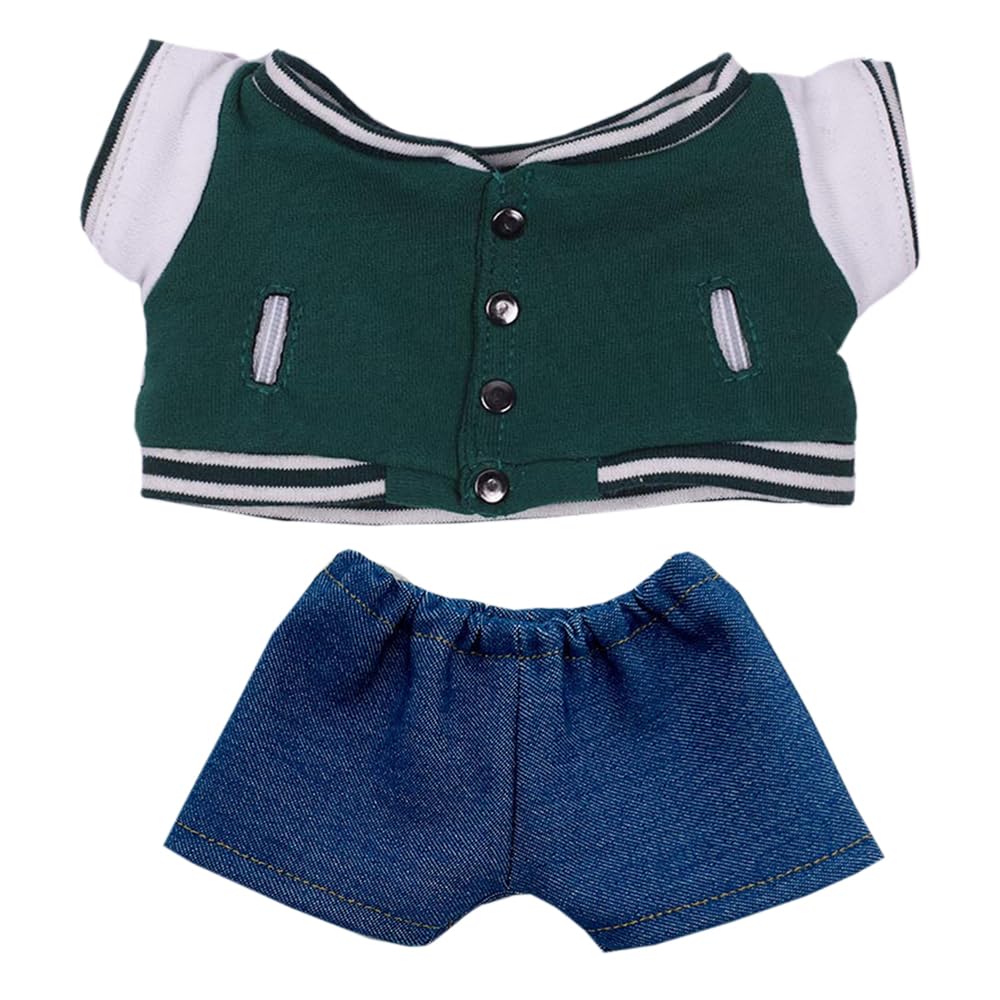 niannyyhouse 20 см Плюшевая игрушка с нарядом, Бейсбольная майка, Джинсы и Аксессуары (зеленый)