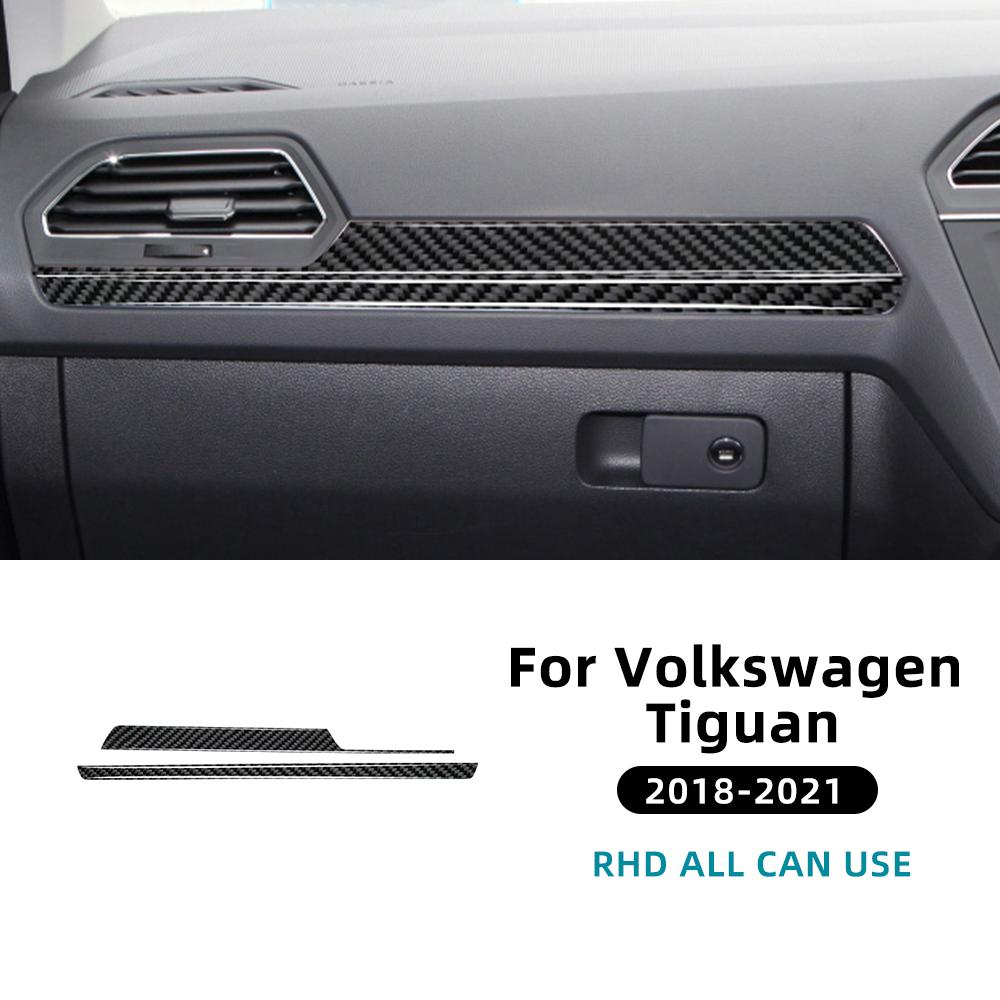 For Volkswagen Tiguan A2 AD1/AX1 2018 2019 2020 2021 Real Soft Carbon Fiber Sticker LHD RHD Car Passenger Side Trim Strip.