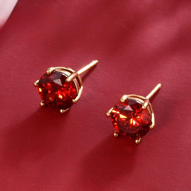 Fashion simple six-claw round purple earrings for women