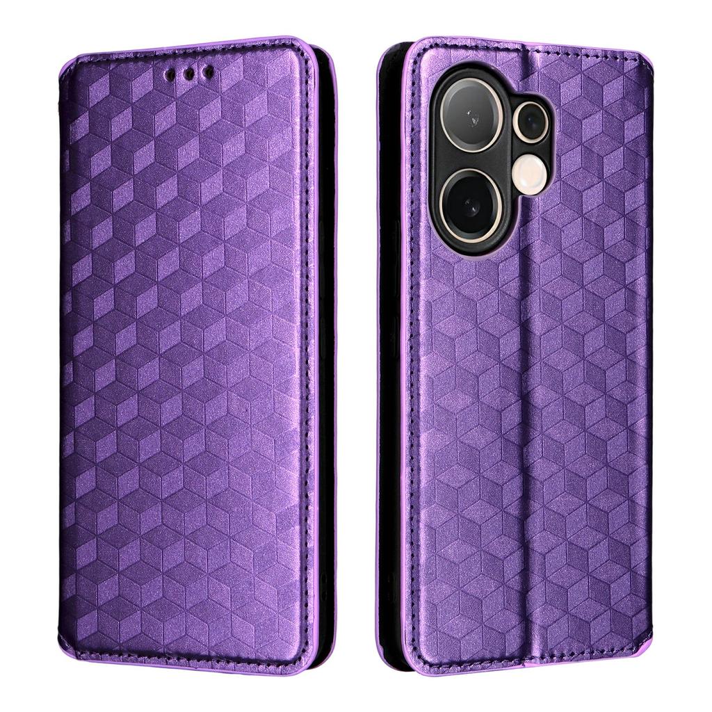 For vivo V60 5G Case Wallet Rhombus Imprinted Leather Phone Cover