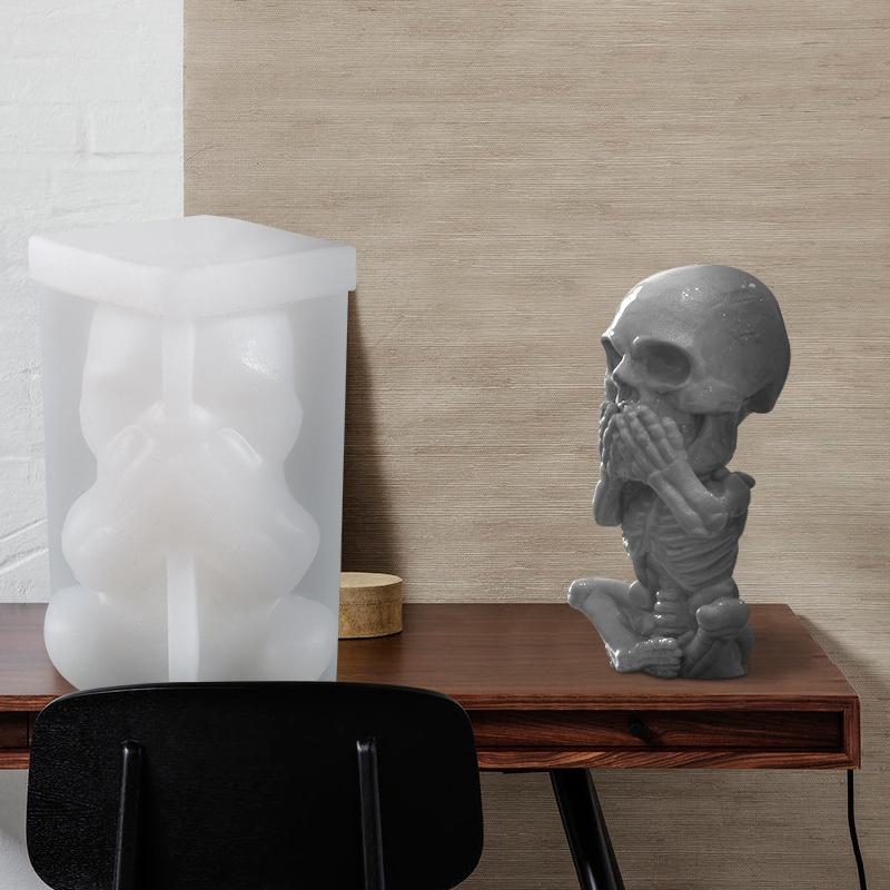 Cute Skull Silicone Candle Mold DIY Halloween Aromatic Candle Making Supplies Resin Soap Mold Christmas Gift Craft  Home Decor Don't See