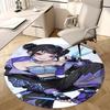 1pc Anime Design Round Carpet - Office Chair Mat with Cool Girl Holding Scissors and Music Notes, Suitable for Home Decor
