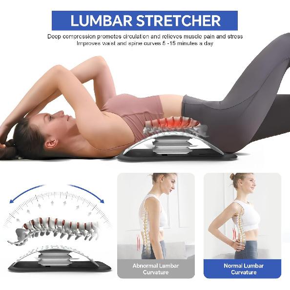 ZhanHao Back Stretcher for Lower Back Pain Relief,Adjustable Lumbar Traction Device, Ergonomic Spine Board with Acupressure Points,Back Massager for